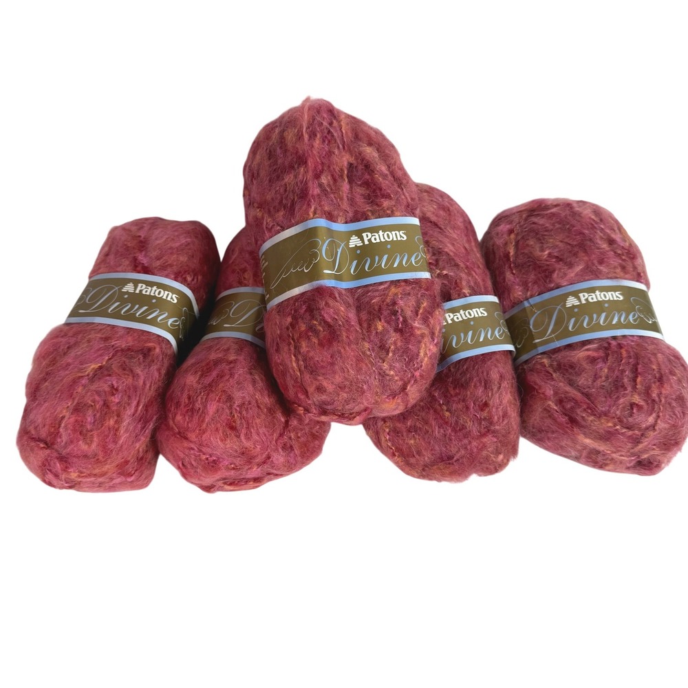 Patons Divine Yarn Floral Fantasy Bulky Mohair Blend 142yds 3.5oz 5 Skeins Lot